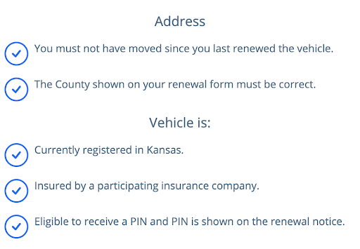 PayIt Kansas Vehicle Registration Requierements