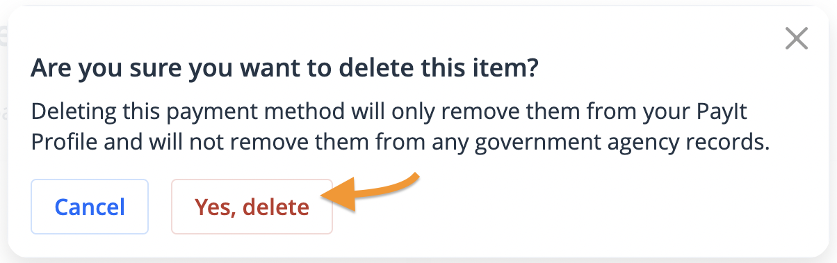 Confirm delete button