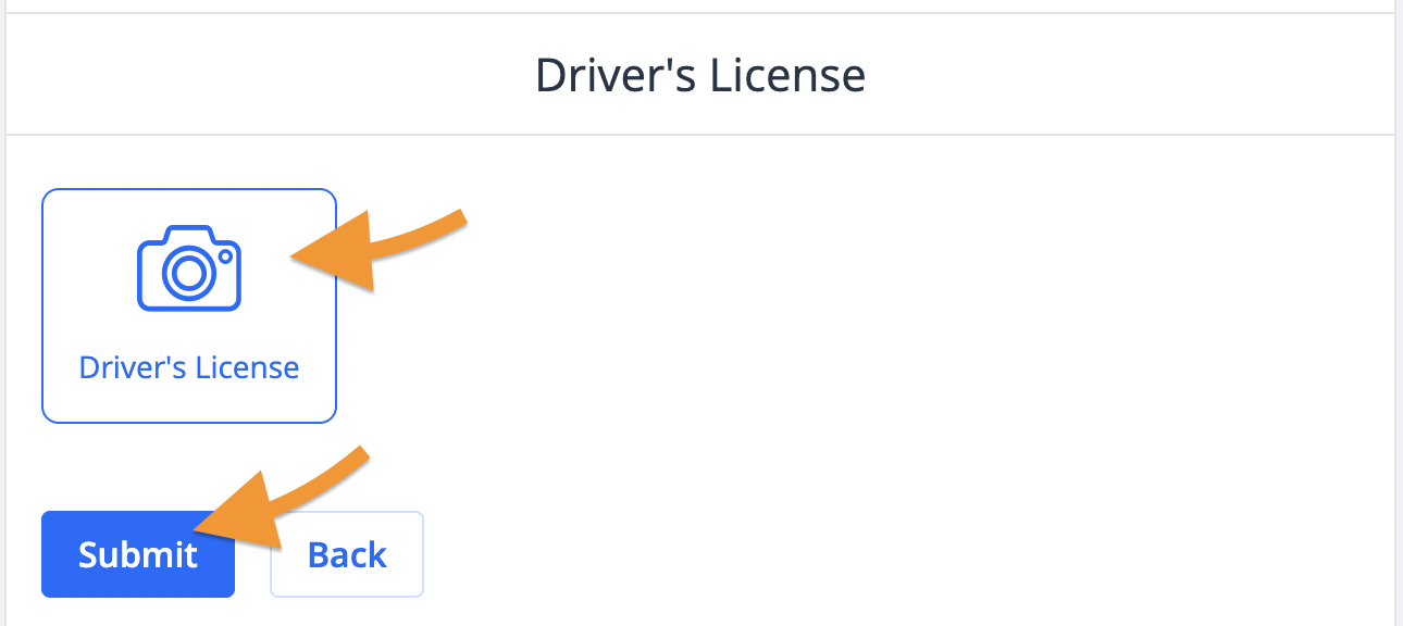 Upload images of driver's license step