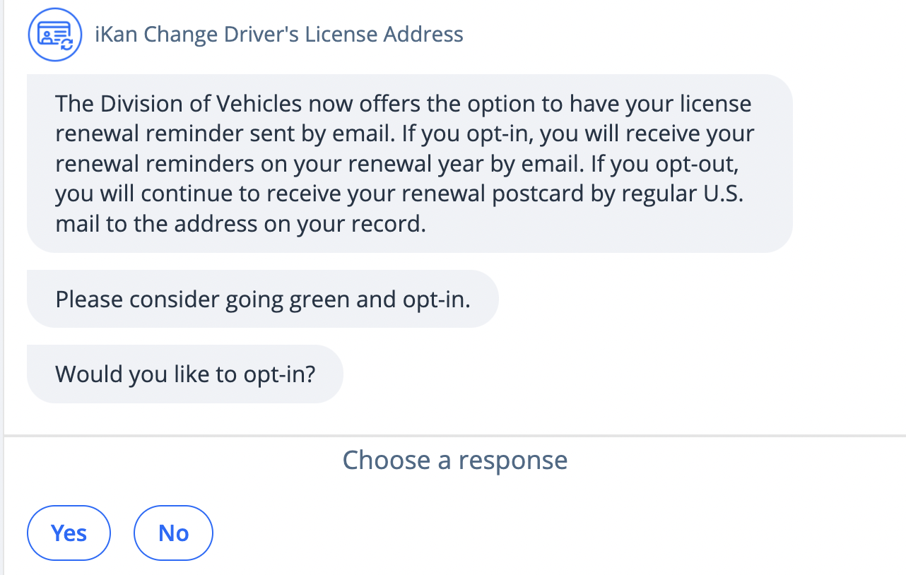 opt-in to receiving your license renewal notice via email yes or no option